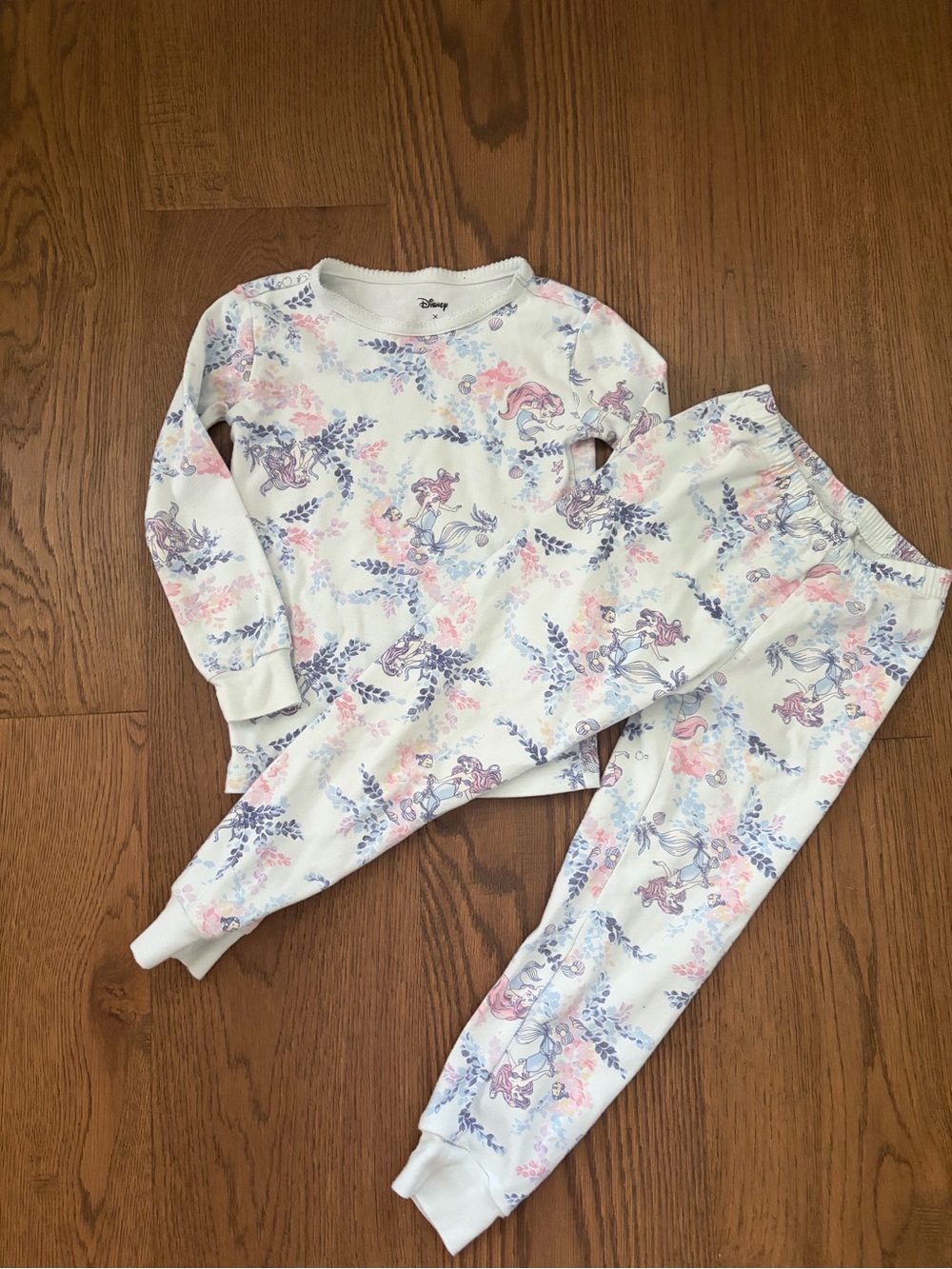 Janie and Jack Floral Disney Little Mermaid Pajama Set | size 5